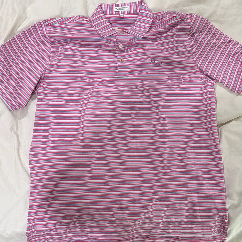 Peter Millar Pink Striped Polo Shirt